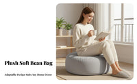 Soft & Comfortable Round Pouf Ottoman Lightweight & Portable Beanbag Chair Versatile Use Floor Seating High Resilience for Students, Parents, Balcony, Small Areas, Living Room, Lounge Area