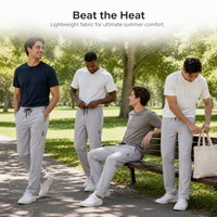 Men's Summer Ice Silk Breathable Casual Work Pants Loose Fit Quick Dry Trousers