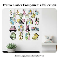 9 Pieces Easter Cutornament Set Cute Character Designs House Decoration for children