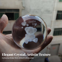 3D Engraved Crystal Ball Creative Gift Solar System Crystal Orb Base Compatible Astronomical Orb Sphere for Kids, Desk, Office, Study Room
