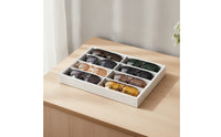 Velvet-Lined Glasses Tray with 8 Compartments Divided Eyeglasses Organizer Rectangular Eyewear Display Tray Slimline for Retailers, Dresser, Closet