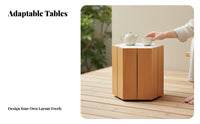 Japanese design Hexagonal Wooden End Table Indoor & Outdoor Use Patio Furniture Natural Wood Finish Portable for Garden aficionados, Interior Decorators, Guesthouse, Balcony, Living Room, Bedroom