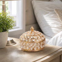 Clear Crystal Trinket Box Luxurious Decorative Box with Lid Elegant Lidded Vanity Organizer Sparkling for Women, Collectors, Dressing Table