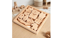 Wooden Animal Stacking Toy Beech Wood Animal Stacking Blocks Wooden Balance Toy Base Tray Children's Plaything