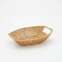 Wicker Basket Tray Handwoven Wicker Serving Tray Boat-Shaped Basket Rustic Easy to Hold and Carry for Fruit Display