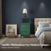 Vintage design 3-Drawer Nightstand Distressed Finish 3-Drawer End Table Sturdy Construction Bedside Cabinet adaptable Design for Apartment Dwellers, Homeowners, Interior Decorators, Guest Room, Small Spaces, Hallway, Office