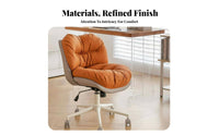 Height Adjustable Upholstered Caster Chair 360-Degree rotate Upholstered Rolling Chair Minimalist Design Office Furniture Comfortable Seating for Students, Teens, Adults, Study Room, Bedroom