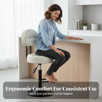 Modern Design Adjustable Pedestal Chair with Backrest 360-Degree Swivel Adjustable Upholstered Stool Padded Cushion Indoor Seating Stable Base for Bar Owners, Homeowners, Adults, Kitchen Island, Counter, Coffee Shop, Casual Eatery