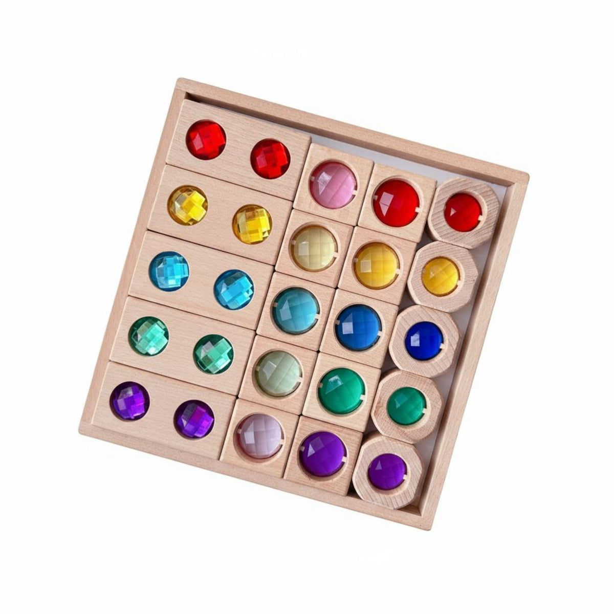 Wooden Gem Blocks Translucent Gem Block Toy Wood Wooden Puzzle Tray