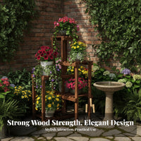 Space-Saving Multi-Tier Corner Flower Stand Sturdy Construction Tiered Corner Stand Stable Structure Plant Shelf Strong Load-Bearing for Gardeners, Homeowners, Apartment Dwellers, Balcony, Outdoor, Indoor, Living Room