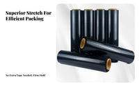 Black Stretch Film Sturdy Black Plastic Film Stretch Wrap Roll Puncture Resistant Moving Wrap Sturdy Duty for Shipping, Storage