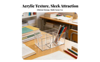Acrylic Pen Holder Versatile Transparent Pencil Holder Clear Stationery Box for Students, Vanity, Dresser, Lavatory