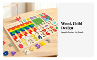 Multifunction Wooden Puzzle Activity Board Natural Wood Finish Early-Education Puzzle Board Child-Friendly Learning Toy Smooth Edges for Preschoolers, Children