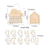 Baby Milestone Board with Numbers Wooden Nursery Hanging Sign Sleeping Reminder Plaque with Tassel Engraved puffShaped