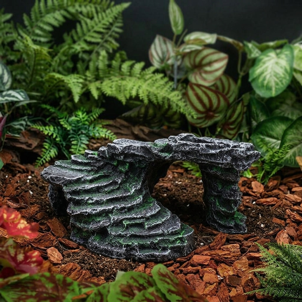 Tortoise House and Turtle Rock Hide, Resin Basking Perch for Reptile Stone Tortoise Rock Plate for Reptiles and Snakes