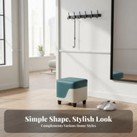 Color-Block Design Upholstered Cube Pouf Minimalist Design Low Stool High Load Bearing Ottoman Accent Seat for Families, Homeowners, Living Room, Entryway, Bedroom, Nursery