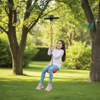 Overhead Glide System Kit Spring Brake Overhead Glide System with Seat Outdoor Zip Line Trolley for Kids, Families, Playground