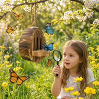 Hanging Butterfly House Wooden Butterfly House with Feeder Decorative Shelter Outdoor for Nature Lovers, Patio