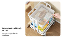 Mobile with Wheels Foldable Rolling Bookshelf Space-Saving 3-Tier Collapsible Trolley Large Storage Capacity Utility Trolley Multi-Functional for Office Workers, Homeowners, Study Room, Classroom, Bedroom, Kitchen