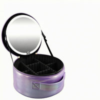 Adjustable Brightness Travel Makeup Bag with Light Divided Compartments Makeup Case with Mirror Hard-Sided Personal Care Storage 3 Color Temperatures