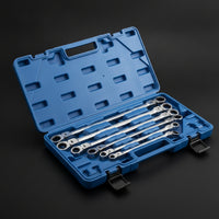 6 Pieces Ratcheting Box Wrench Set Long Handle Double-Ended Wrenches with Swiveling Heads -Finished Hand Tools for Home Mechanics