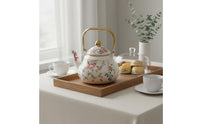 Enamel Teapot European Design Vintage Enamel Tea Kettle Stovetop Water Boiler Long-Lasting Floral Pattern Teapot Easy to Clean
