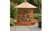 Conical Roof Hanging Bird Feeder Copper-Bronze Finish Metal Bird Feeder Perch Arms