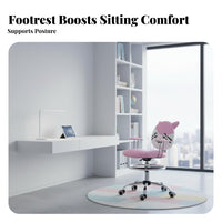Adjustable Height Creature Face Rolling Stool With Footrest Study Chair Cartoon Design children's Furniture Easy to Clean for Students, Girls, Parents, Barber Shop, Bedroom, Playroom
