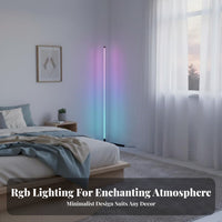 16 Million Colors RGB Corner Floor Lamp Dynamic Scene Modes Color Changing Standing Lamp APP Control Music Sync Light Bar Dimmable for Young Adults, Content Creators, Party Hosts, Living Room, Bedroom