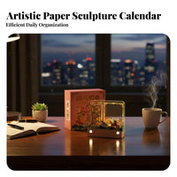 Unique Gift Iconic Fortification Tear-Remove Notepad Decorative Ornament 3D Papercraft Calendar Dustproof Acrylic Box for Adults, Home