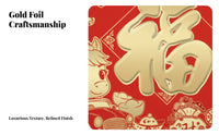 2026 Year of the Horse Wall Calendar, New Design, Global Holidays, Red Fu, Chinese Style