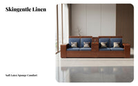 4 Pieces Wooden Sofa Set with Storage Modern Chinese design Upholstered Sofa and Loveseat Set All-Season Use Living Room Furnishings for Families, Home