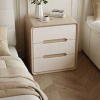 Integrated Handles Modern 2-Drawer Nightstand Scratch Resistant Tech Cloth Cream Design Bedside Cabinet Bedroom Furniture