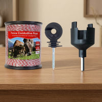 Electric Fence Rope with Stakes High Visibility Conductive Fence Rope Easy to Install for Farmers, Pasture, Farm