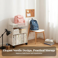 Space Saving Mobile School Bag Rack Large Capacity Under Desk Storage Cart Strong Load Bearing Rolling Book Cart Lockable Casters for Students, Kids, Dorm Room, Classroom