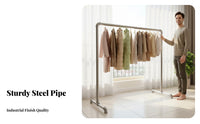 Steel Pipe Dehumidifying Rack Construction Industrial Pipe Clothes Rack Rust-Resistant Heavy Duty Clothes Stand for Balcony, Bedroom, Retail Display