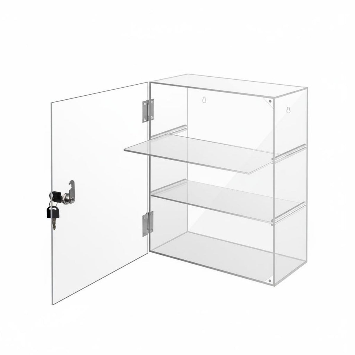Lockable Locking Acrylic Display Case High Clarity Wall Mountable Showcase Freestanding 3 Tier Figure Showcase Door Closure for Exhibition