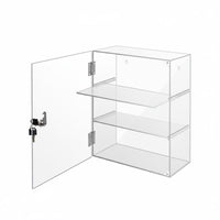 Lockable Locking Acrylic Display Case High Clarity Wall Mountable Showcase Freestanding 3 Tier Figure Showcase Door Closure for Exhibition