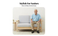Elderlyaccessible Design Sofa with Cane Holder durable Wood Frame Loveseat Supportive Armrests Household Seating Ergonomic for Caregivers, Apartment Dwellers, Nursing Home, Assisted Living Facility, Rehabilitation Center, Waiting Room
