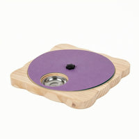 Wooden Feeding Board with Bowl Compact Rotatable Pet Feeder Low-Profile Slow Feeder for Home, Patio