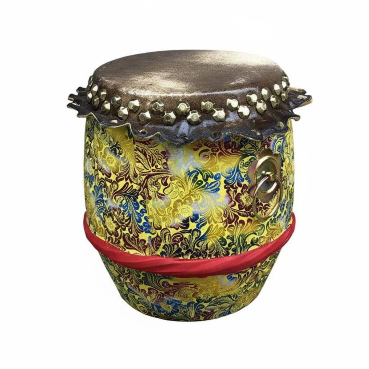 Cowhide Drumhead Lion Dance Drum Traditional Design Chinese Lion Dance Drum Long-Lasting Percussion Instrument Handmade for Beginners, Cultural Performers, Practice Sessions, Stage Performances, Holiday Celebrations, Music Class