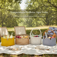 Foldable Insulated Picnic Basket with Handles, Fabric Storage Hamper for Outdoor Camping and Travel