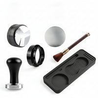 6 Pieces Matte Black Coffee Tamping Set Knurled Espresso Tamper Kit Even Extraction Espresso Accessories Kit Puck Screen