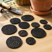 Flower Pot Mesh Pads for Drainage and Soil Retention - Round Plastic Screens for Planters