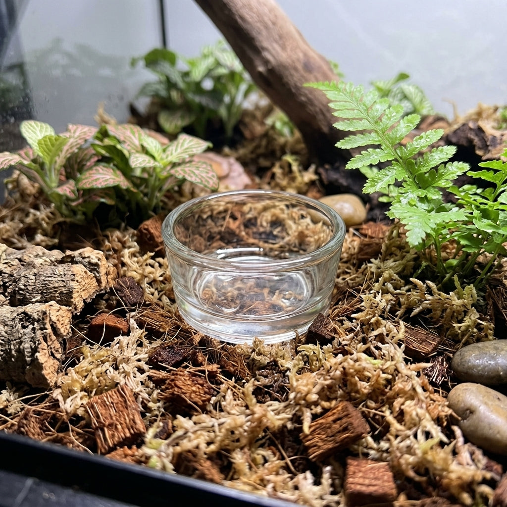 Smooth Edge Bowl Reptile Water Bowl, Glass Water Dish for Snakes and Reptiles, Stackable Flat-Bottomed Basin for Geckos and Scorpions