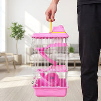 Castle Hamster Cage and Multi-Level Hamster Habitat, Three-Layer Modern Style Dwarf Animal Travel Carrier Habitat with a Solid Foundation