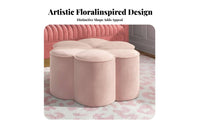 plush fabric Upholstery Flower-Shaped Plush Stool Multi-Functional Flower-Shaped Pouf Multipurpose Footstool Soft Padded Seat for Adults, Homeowners, Interior Decorators, Entryway, Living Room, Bedroom