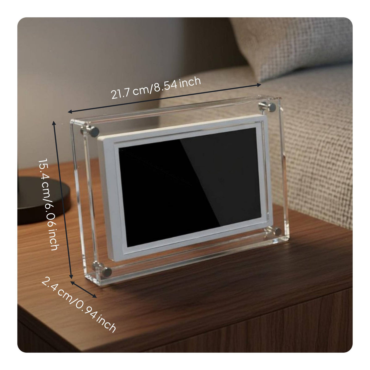 HD Display Acrylic LED Photo Frame Plug and Play Electronic Picture Frame Built-in Battery Desktop Digital Album Rechargeable for Office Desk