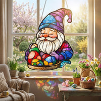 Easter Bunny Acrylic Sunlight Reflector Bright Colors Easter Gnome Hanging Ornament Bright Hare Sunlight Reflector for Families, Family, Glass Panes