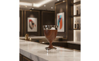 Wood Vase with Metal Base Modern Sculptural Vase Tapered for Reception Counter